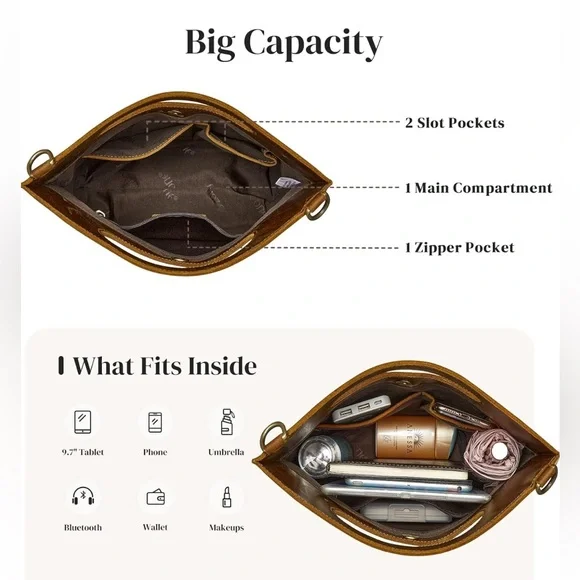 S-Zone leather crossbody purse bag - Picture 4 of 15